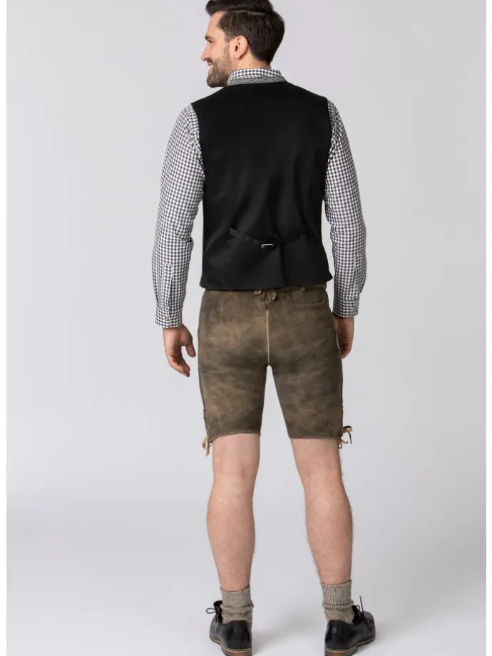 Stockerpoint Trachtenlederhose Edgar in kiesel gespeckt-schwarz