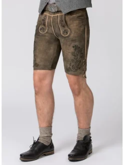 Stockerpoint Trachtenlederhose Edgar in kiesel gespeckt-schwarz