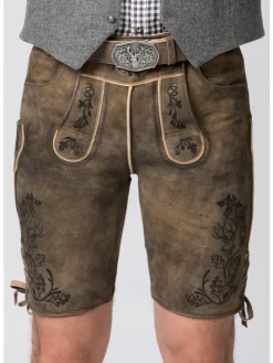 Stockerpoint Trachtenlederhose Edgar in kiesel gespeckt-schwarz