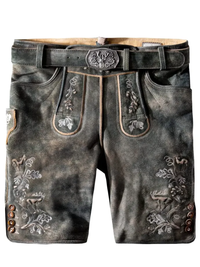 Stockerpoint Trachtenlederhose Bastian in grau gespeckt
