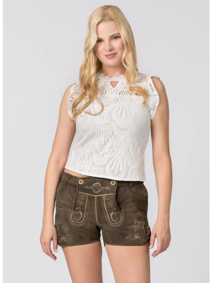 Stockerpoint Trachtenlederhose Leya in kiesel gespeckt