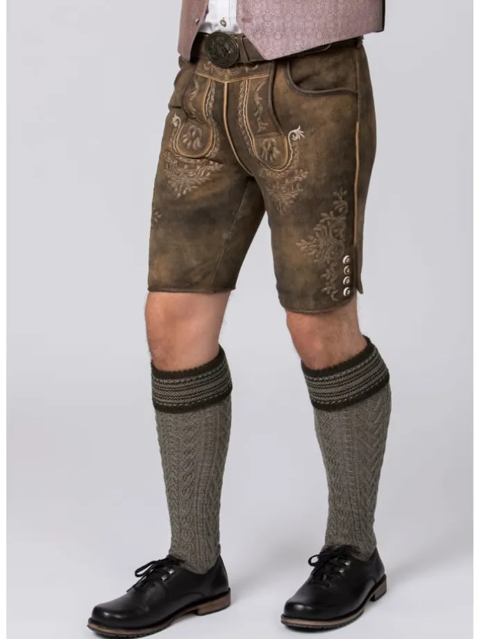 Stockerpoint Trachtenlederhose Logan in kiesel gespeckt