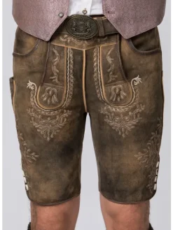 Stockerpoint Trachtenlederhose Logan in kiesel gespeckt