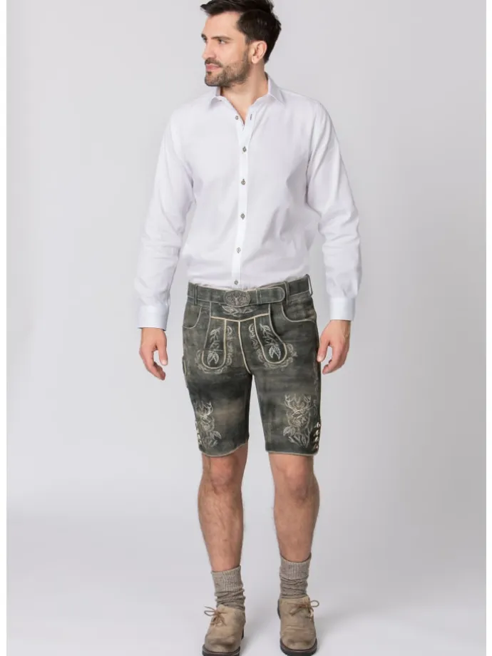 Stockerpoint Trachtenlederhose Lee in grau gespeckt