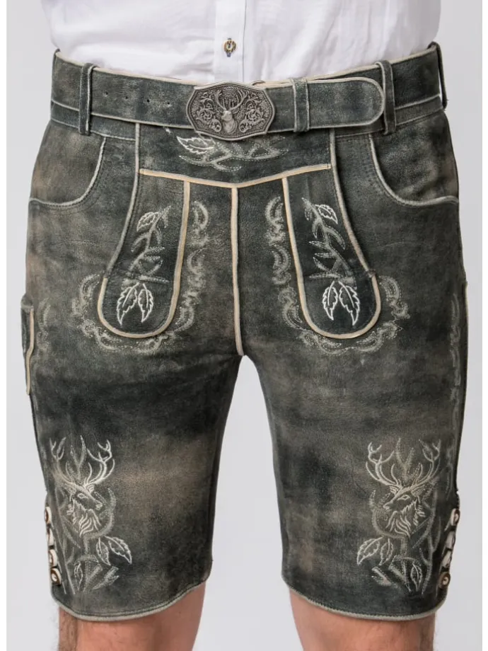 Stockerpoint Trachtenlederhose Lee in grau gespeckt
