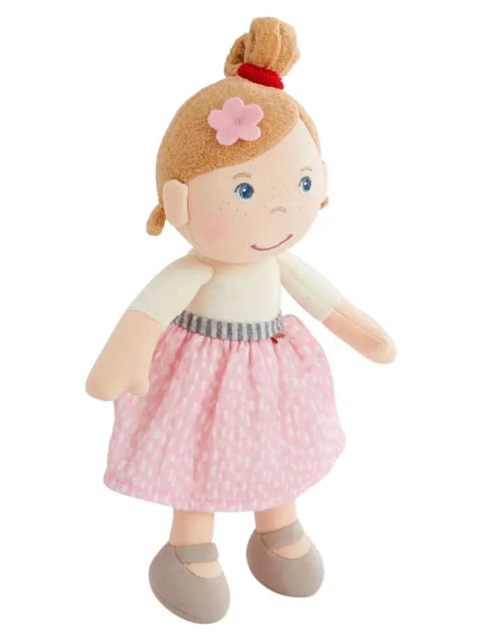 Stoffpuppe Kuschelpuppe in rosa-weiss