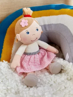Stoffpuppe Kuschelpuppe in rosa-weiss