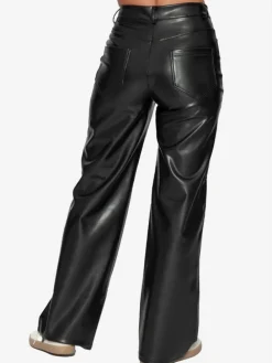 Straight-Fit Thermo Hose aus Kunstleder in Schwarz