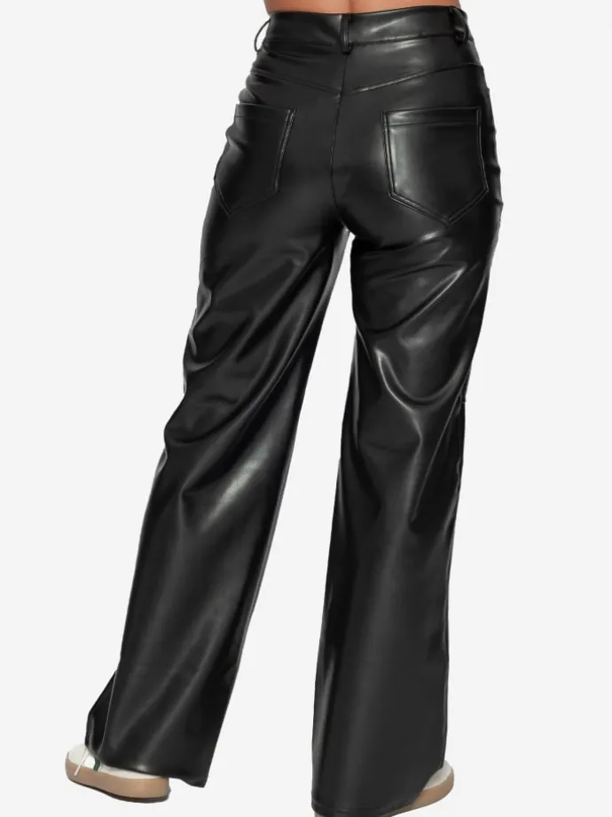Straight-Fit Thermo Hose aus Kunstleder in Schwarz