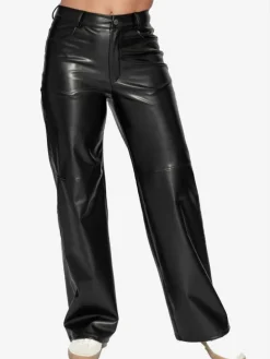 Straight-Fit Thermo Hose aus Kunstleder in Schwarz