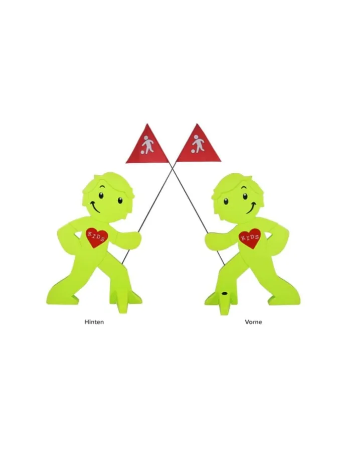 StreetBuddy Warnfigur für Kindersicherheit in Grün und Orange. 2-er Pack
