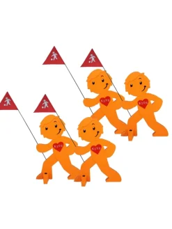 StreetBuddy Warnfigur für Kindersicherheit in Orange, 4-er Pack