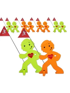 StreetBuddy Warnfigur für Kindersicherheit in Grün und Orange, 10-er Pack