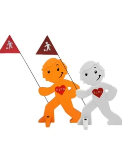 StreetBuddy Warnfigur für Kindersicherheit in Weiß und Orange. 2-er Pack