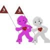 StreetBuddy  Warnfigur für Kindersicherheit in Magenta und Weiß. 2-er Pack