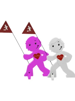 StreetBuddy Warnfigur für Kindersicherheit in Magenta und Weiß. 2-er Pack
