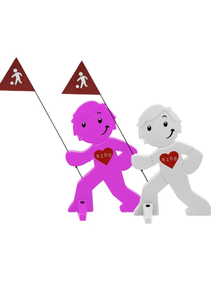 StreetBuddy Warnfigur für Kindersicherheit in Magenta und Weiß. 2-er Pack