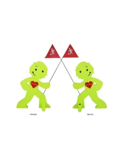 StreetBuddy Warnfigur für Kindersicherheit in Grün und Magenta. 2-er Pack