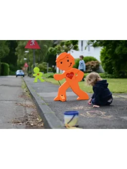StreetBuddy Warnfigur für Kindersicherheit in Grün und Magenta. 2-er Pack