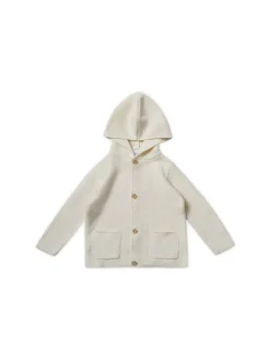 Strick-Cardigan mit Kapuze in white