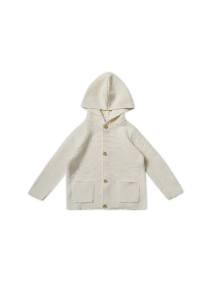 Strick-Cardigan mit Kapuze in white