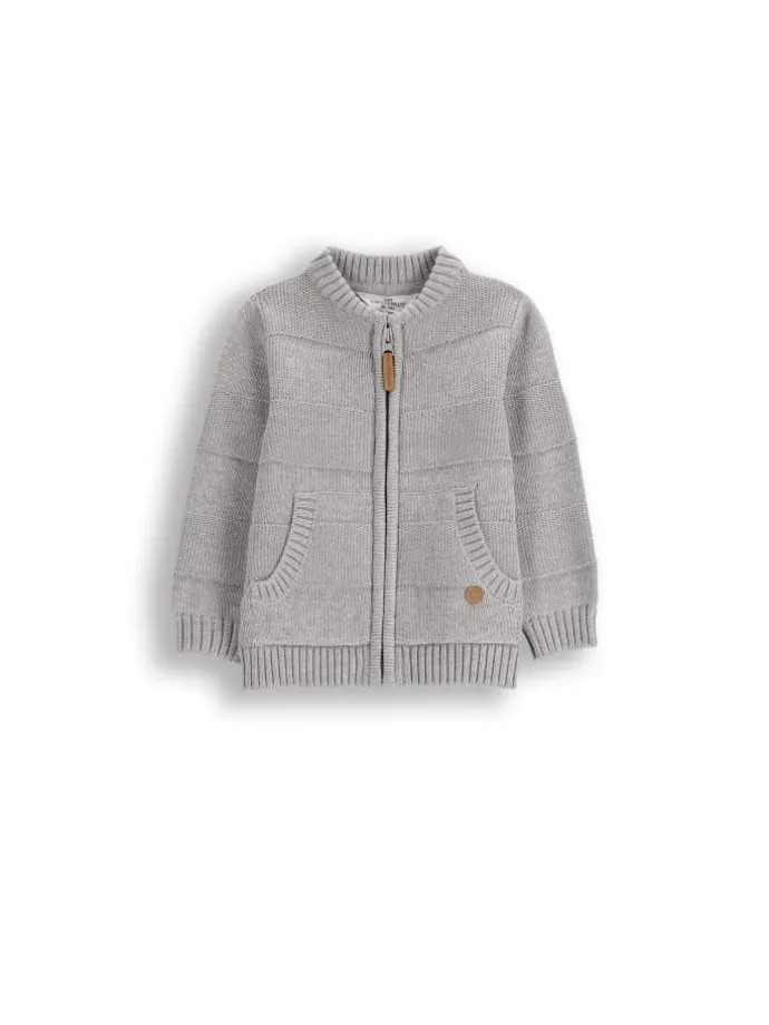 Strickjacke mit Reißverschluss in grau