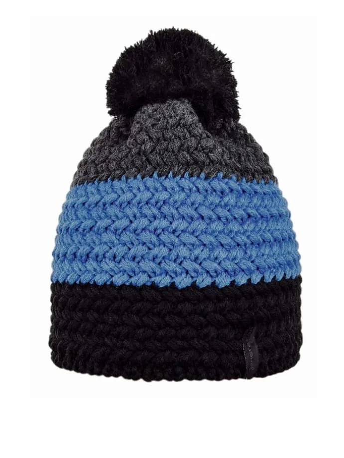 Strickmütze in Grau/ Blau