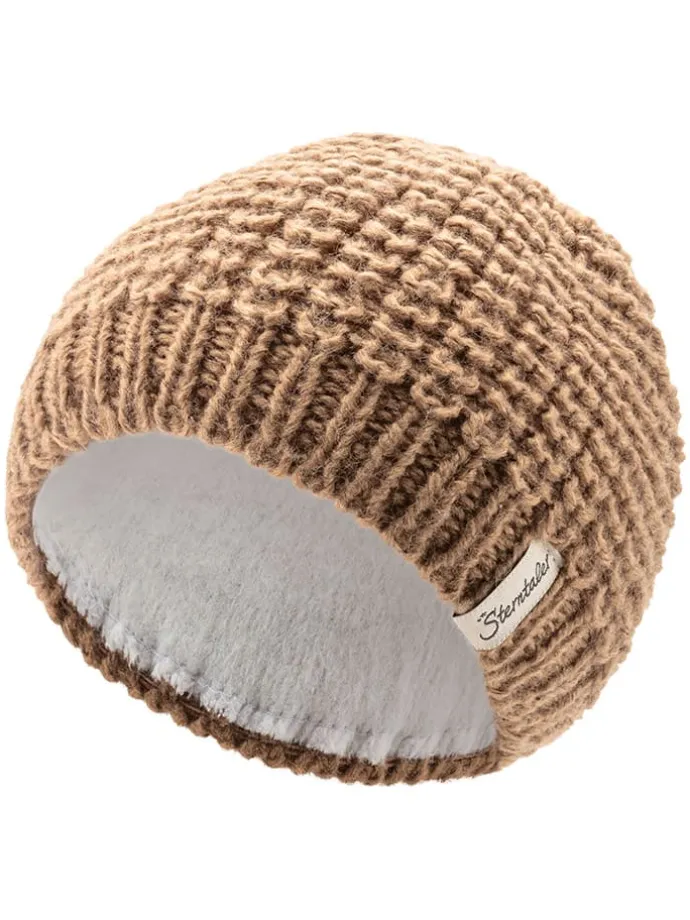 Strickmütze in Hellbraun