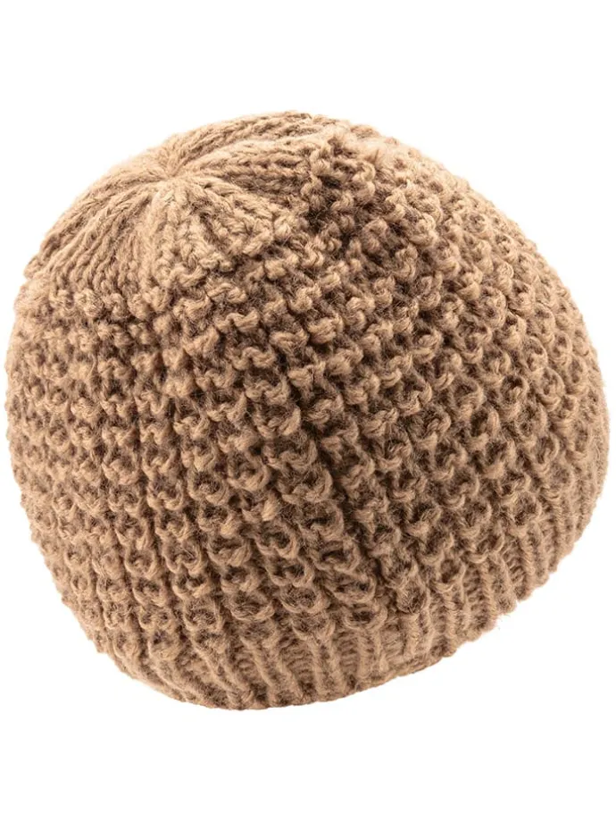 Strickmütze in Hellbraun