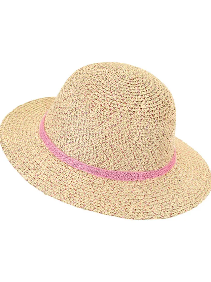Strohhut "Pailletten" in Beige/ Rosa