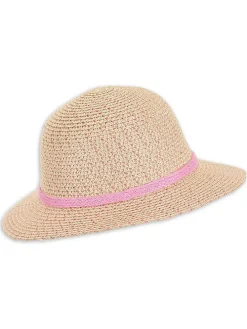 Strohhut "Pailletten" in Beige/ Rosa