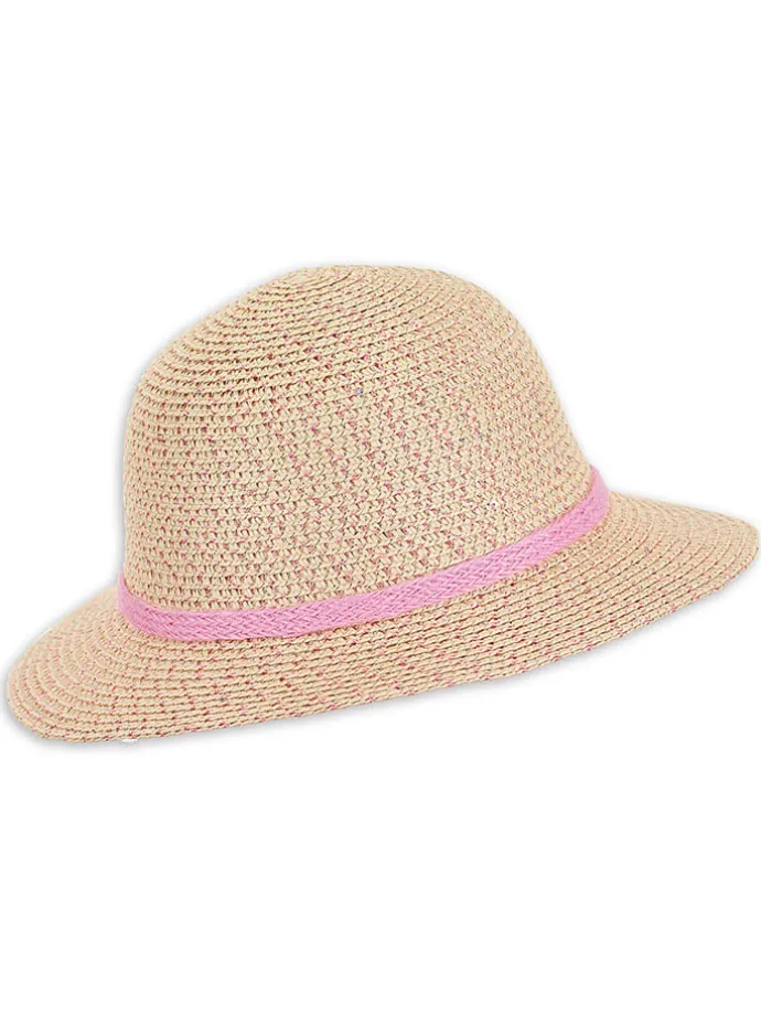 Strohhut "Pailletten" in Beige/ Rosa