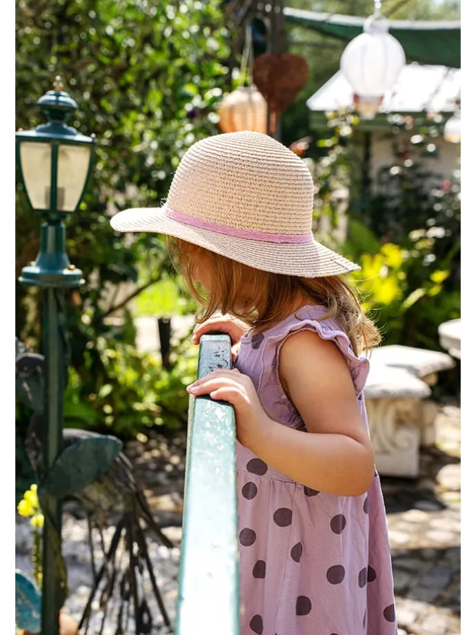 Strohhut "Pailletten" in Beige/ Rosa