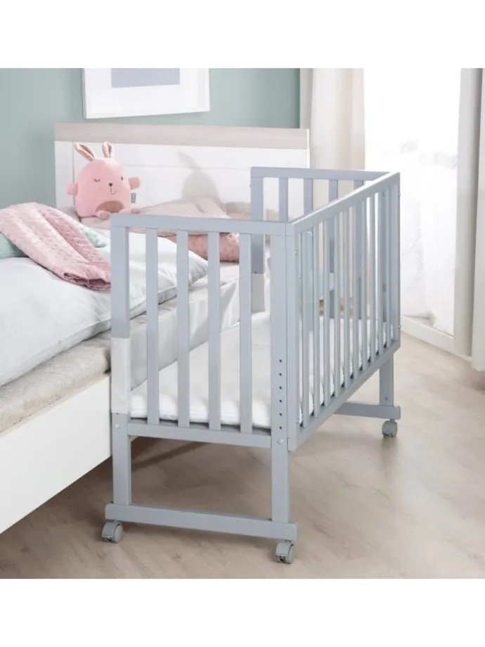 Stuben- & Beistellbett 3in1 grau roba Style inkl. Matratze, Nestchen & Barriere