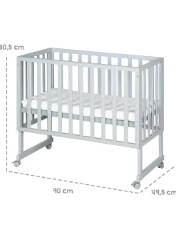 Stuben- & Beistellbett 3in1 grau roba Style inkl. Matratze, Nestchen & Barriere
