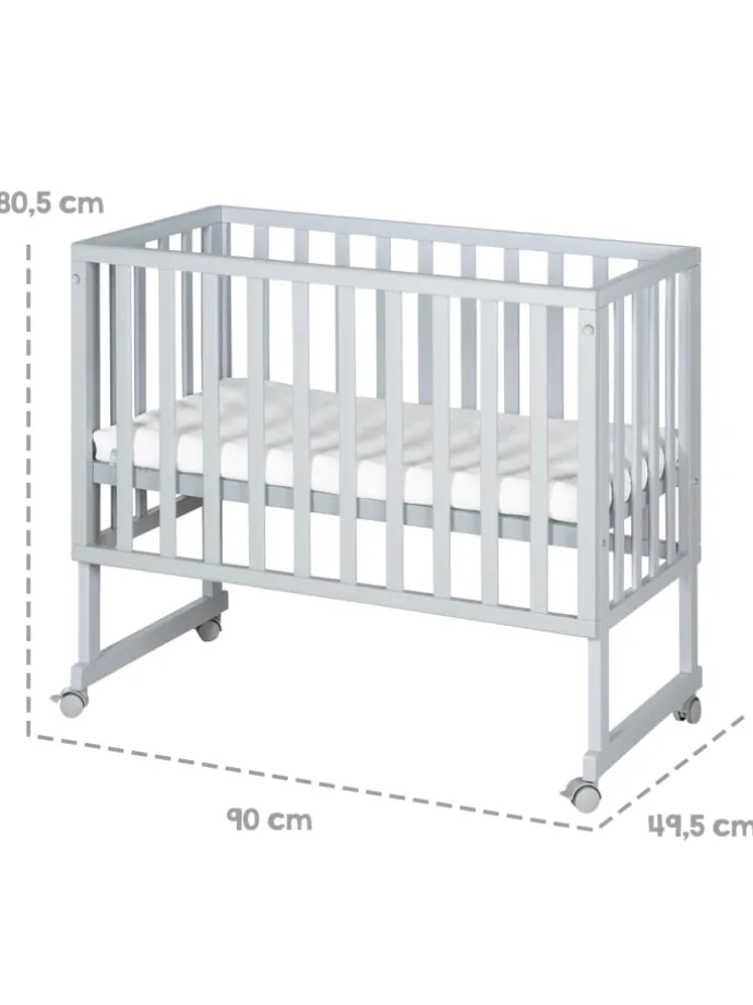 Stuben- & Beistellbett 3in1 grau roba Style inkl. Matratze, Nestchen & Barriere