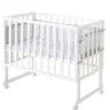 Stuben- & Beistellbett 3in1 weiß + Matratze, Mesh-Nestchen & Barriere