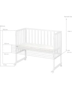 Stuben- & Beistellbett 3in1 weiß + Matratze, Mesh-Nestchen & Barriere