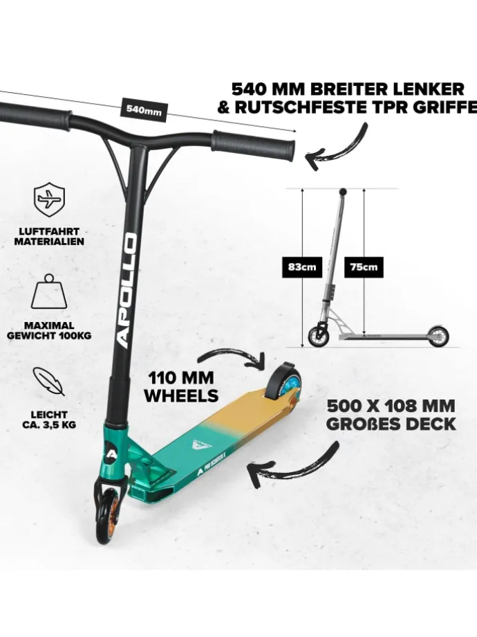 Stunt Scooter " Genesis Pro X - Türkis/Gold " in türkis/gold