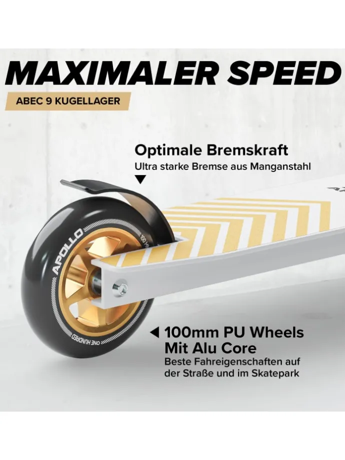 Stunt Scooter Freestyle " Genius Pro 4.0 " in weiß/gold