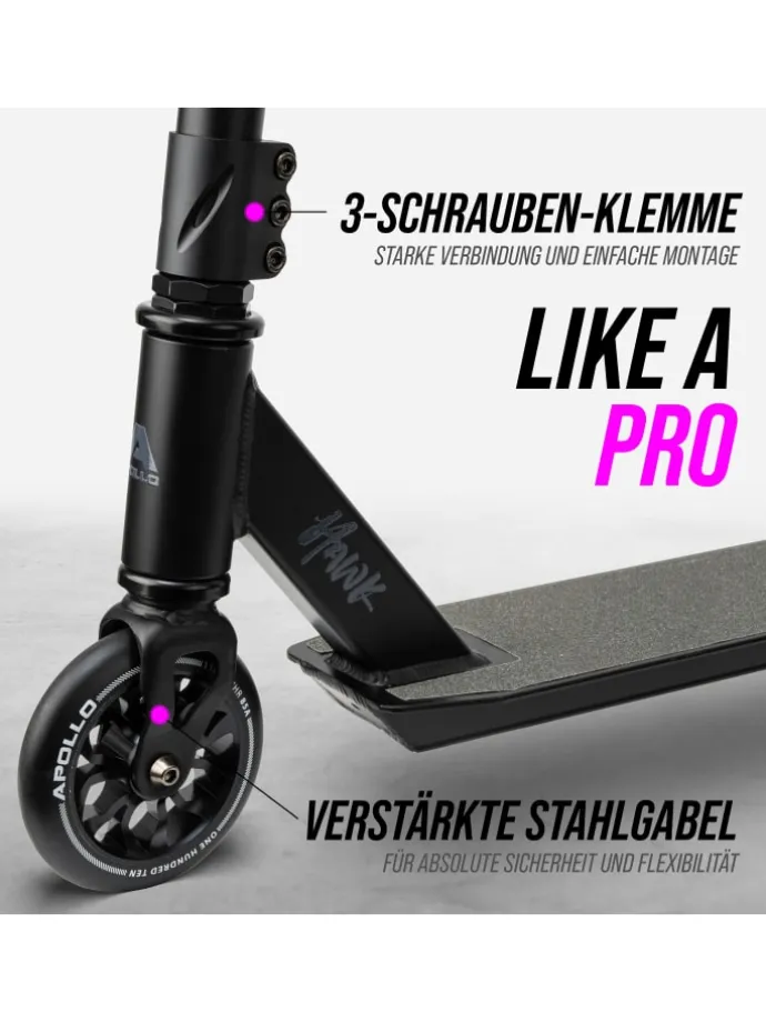 Stunt Scooter Kinder " Hawk " in Black