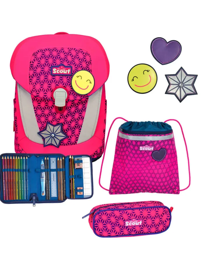 Sunny II Neon Safety Schulranzen-Set 4-teilig in pink glow