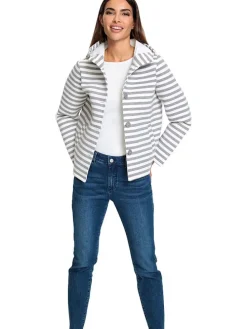 Sweatjacke in Weiß/ Grau