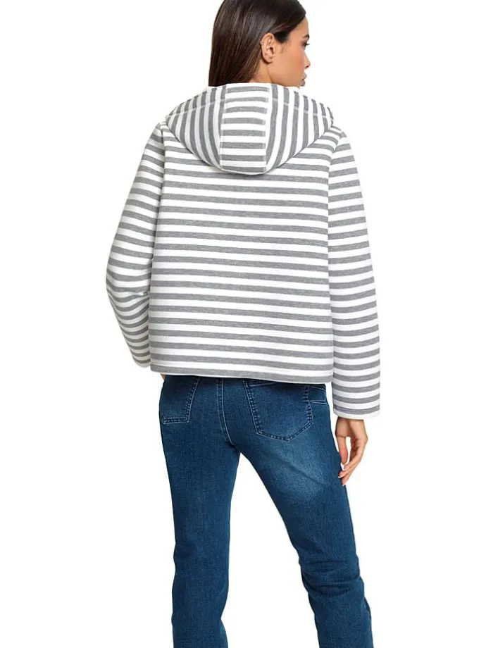 Sweatjacke in Weiß/ Grau
