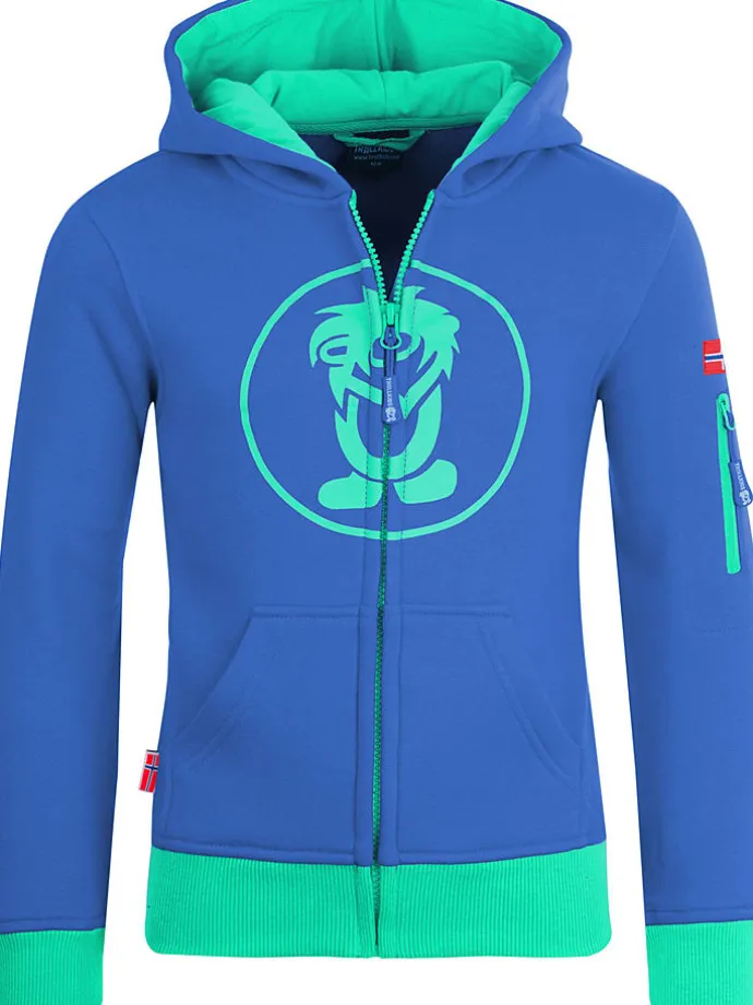 Sweatjacke "Sortland" in Blau/ Grün