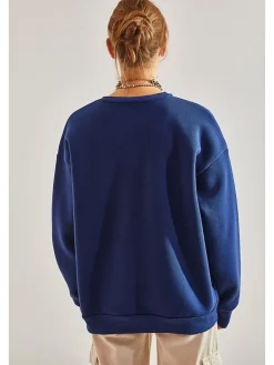 Sweatshirt in Dunkelblau/ Pink