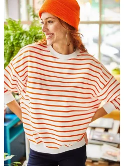 Sweatshirt in Weiß/ Orange