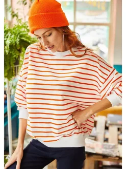 Sweatshirt in Weiß/ Orange