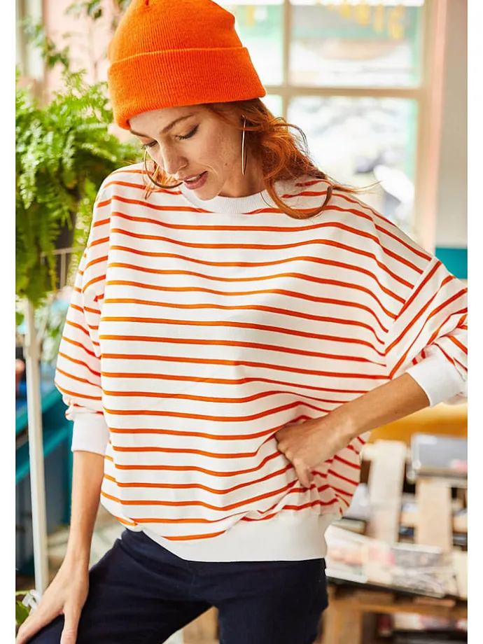 Sweatshirt in Weiß/ Orange