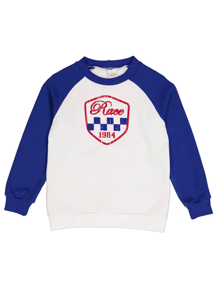 Sweatshirt "Racing" in Weiß/ Blau